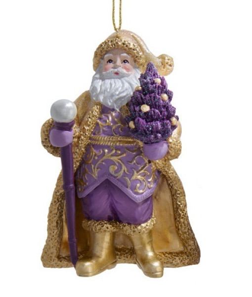 Ornements de Noël violets et dorés