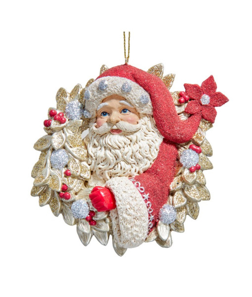 Ornement de Noël Père Noël dans une couronne