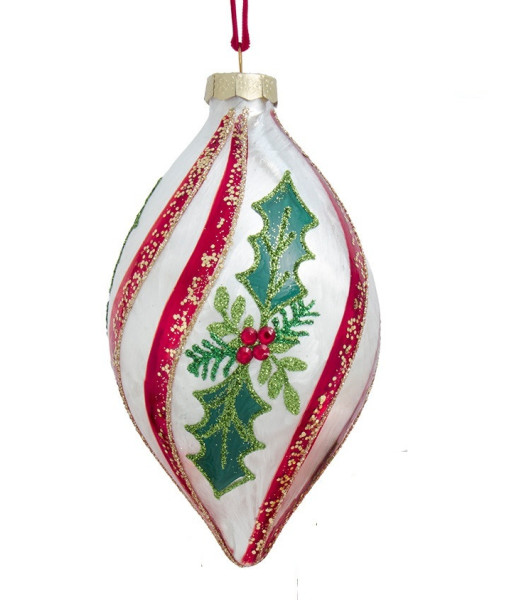Ornement en verre de style fleuron, avec motif de houx