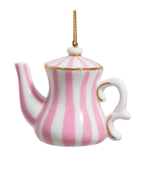 Ornement en porcelaine, théière en porcelaine avec des rayures.