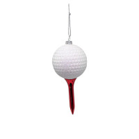 Ornement en plastique, balle de golf avec tee.
