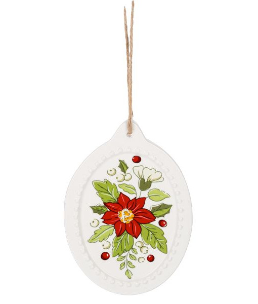 Ornement en dolomie en forme de disque, avec motif floral