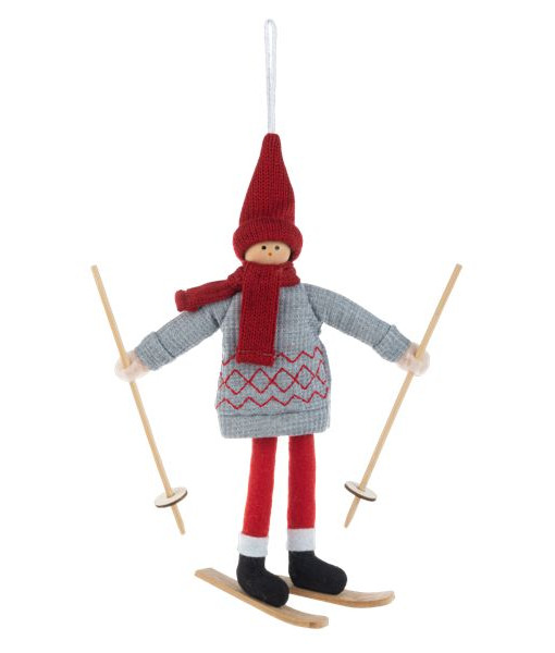 Ornement en tissu, garçon skieur, style nordique