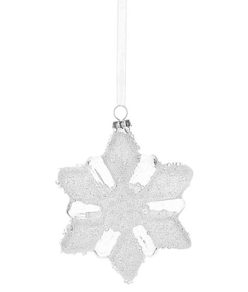 Ornement en verre flocon de neige glacé.