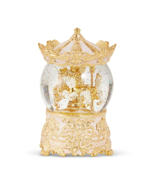 Pièce de table, globe d'eau de carrousel illuminé couleur or. Thème Casse-Noisette. Pièce de table, globe d'eau de carrousel illuminé couleur or. Thème Casse-Noisette.