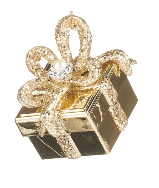 Ornement en plastique, cadeau en or.