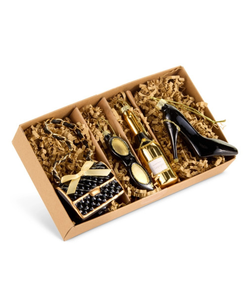 Ornements en verre, quatre ornements Glam Girl assortis.