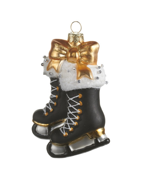 Ornement en verre, patins à glace.