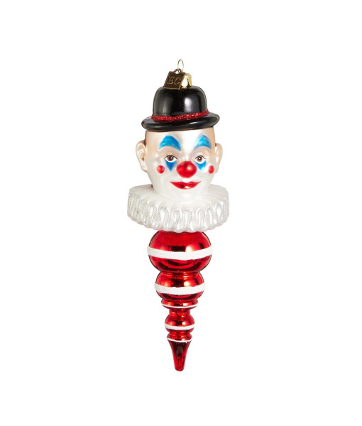Ornement en verre, Clown de carnaval. Ornement en forme de pommeau.