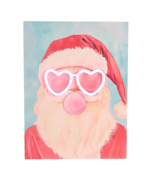 Décoration murale, Père Noël illuminé avec des lunettes néon