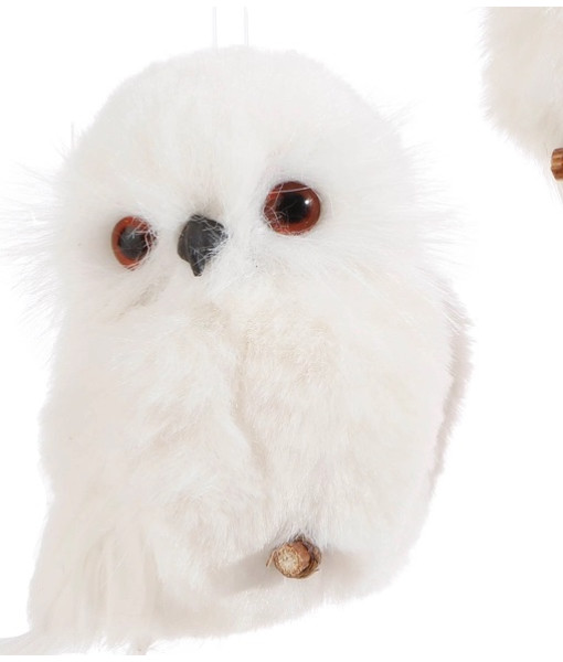Ornement en peluche, chouette blanche.