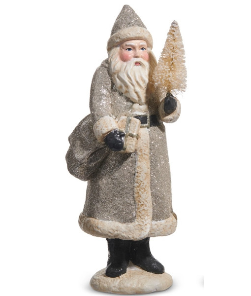 Décoration de table, figurine de Père Noël vintage pailletée.