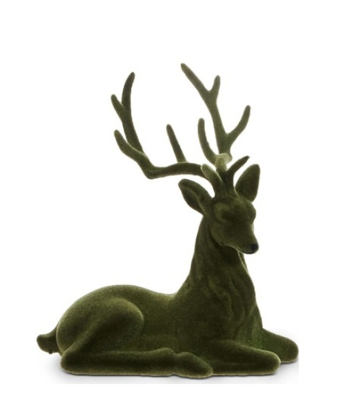 Décor de table, cerf vert floqué.