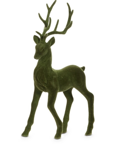 Décor de table, cerf vert floconné.
