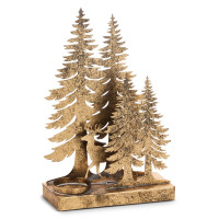 Décoration de table, bougeoir scène de forêt