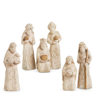 Pièce de table de scène de la Nativité. Fabriquée en résine. Ensemble de 6 pièces.