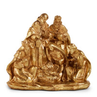 Pièce de table. Crèche dorée.