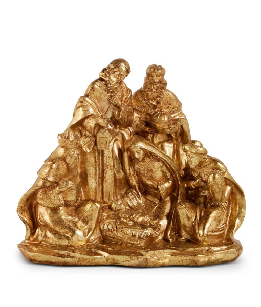 Pièce de table. Crèche dorée.