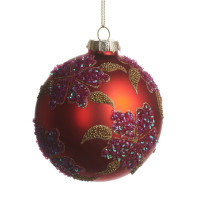Ornement en verre, boule pailletée.