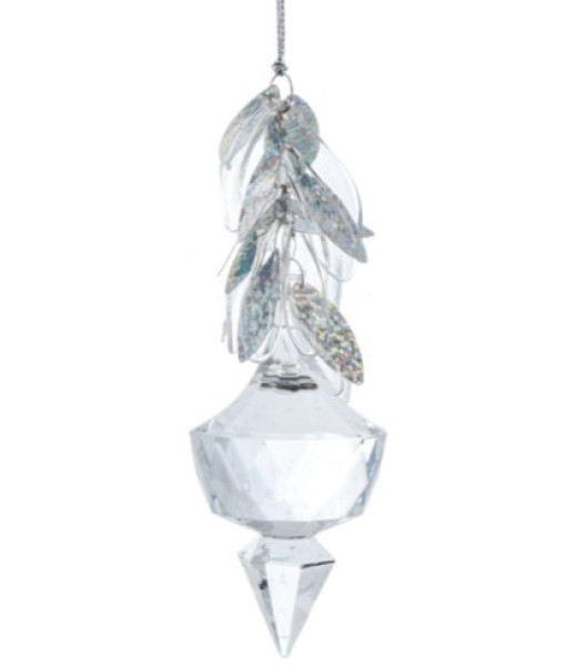 Ornement en cristal opalescent en forme de goutte.