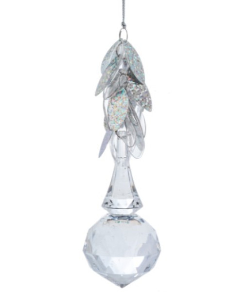Ornement en cristal opalescent en forme de goutte.