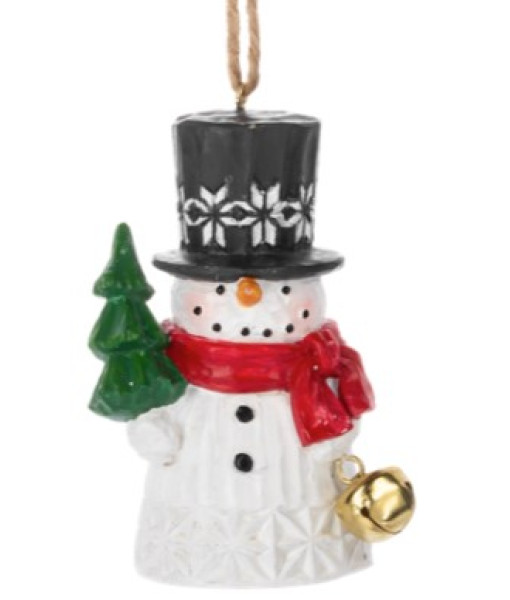 Ornement en résine, bonhomme de neige style nordique