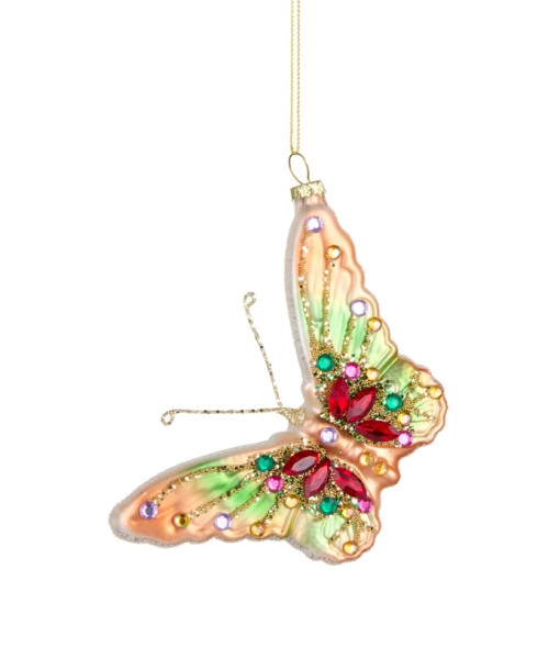 Ornement en verre, papillon multicolore