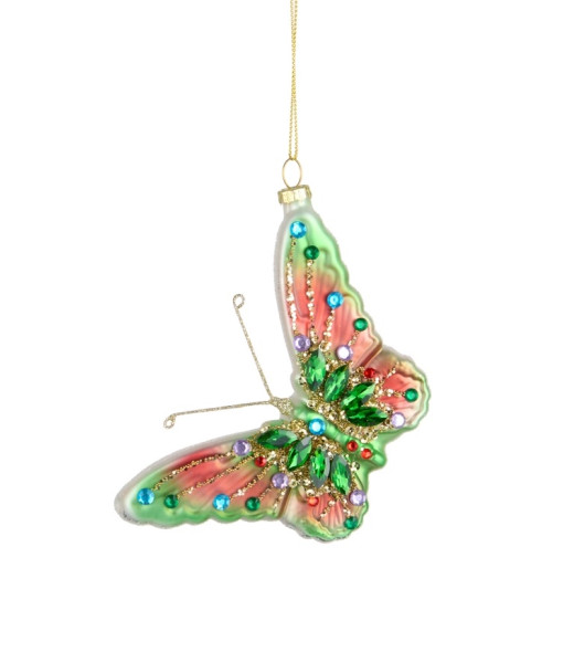 Ornement en verre, papillon multicolore