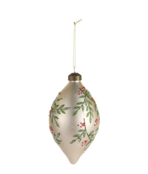 Ornement en verre, forme de flèche avec motif de houx