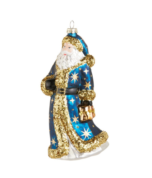 Ornement en verre, Père Noël bleu et or