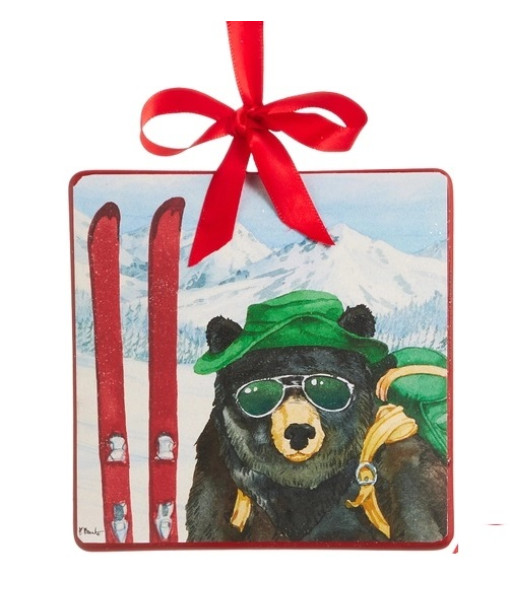 Ornement en métal, Ours snowboardeur