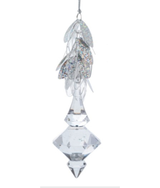 Ornement en cristal opalescent en forme de goutte.