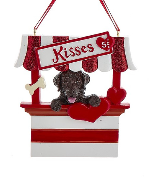 Ornement personnalisable, Labradoodle marron, cabine de baisers