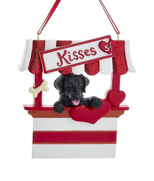Ornement personnalisable, Labradoodle noir, cabine à baisers