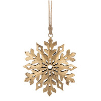 Ornement en métal, flocon de neige doré