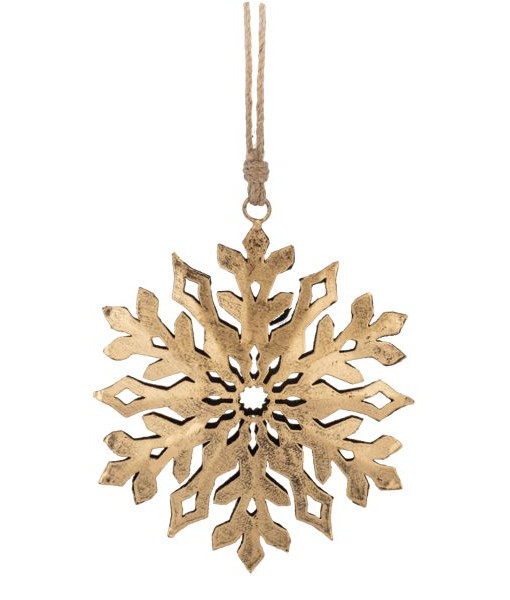 Ornement en métal, flocon de neige doré