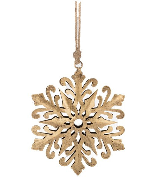 Ornement en métal, flocon de neige doré